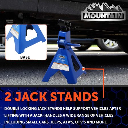 MOUNTAIN 3-Ton Ratcheting Jack Stands (Pair) MTN53003A